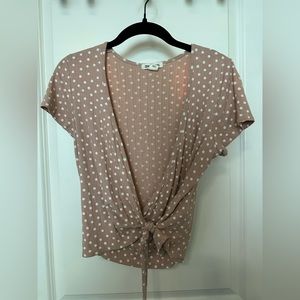 Billabong Light Pink Polka Dot Wrap Top